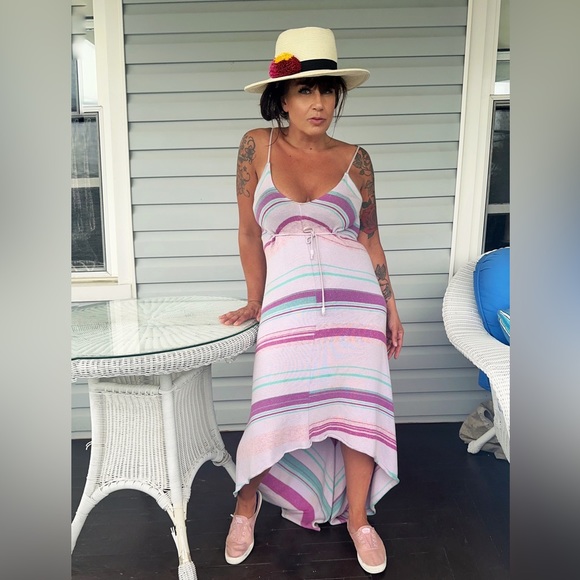 GODDIS BOHEMIAN KNIT DESIGN FESTIVAL HIGH LOW DRESS VIOLET M - Picture 5 of 6